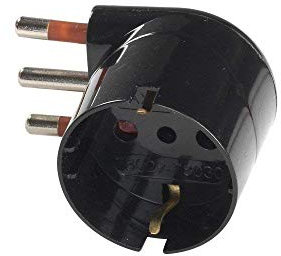 ADATTATORE A SQUADRO 90° NERO PRESA SCHUKO SPINA ATTACCO PICCOLOO 10A 10 AH