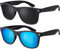 La Optica Original UV400 CAT 3 Unisex Sonnenbrille Nerd - Doppelpack Rubber Schwarz (Gläser: 1 x Grau, 1 x Hellblau Verspiegelt)