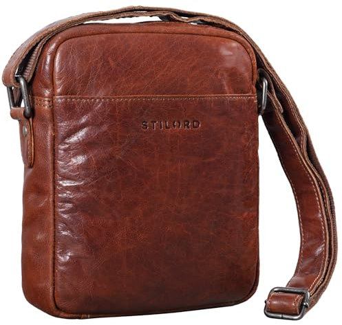 STILORD Nils Vintage Ledertasche Umhängetasche Klein für Herren Damen Tablettasche 9.7 Zoll DIN A5 Schultertasche Cross Body Bag aus Echtem Leder Farbe:Brandy - braun