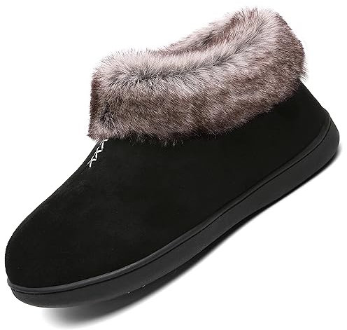 Mishansha Pantofole Donna Caldo Inverno Antiscivolo Memory Foam Morbido Ciabatte da Casa Inverno All'aperto Inverno Pantofola, Nero 39