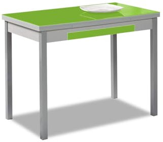 ASTIMESA Mesa de Cocina con Alas de Cristal Verde