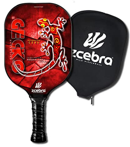 ZCEBRA Pala de Pickleball Fibra de Vidrio - Raqueta Ligera Composite núcleo de Panel de Abeja Polipropileno Textura Rugosa – Funda Extra ZGECKO (Rojo)