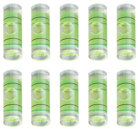 Hegebeck Small Cylindrical Bubble Spirit Level Vials 8×23mm/0.3×0.9 Inch PMMA Frame Mural Hanging Measuring Instruments Layout Tools 10 Pcs