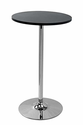 MUEBLIX.COM | Mesa Alta Bar SNAK | Tamaño: 102 cm (Altura) y 60 cm (Diametro) | Mesa Alta Redonda para Bares y Cafeterias | Tablero Superior de MDF con Patas y Base Cromadas | Color Negro