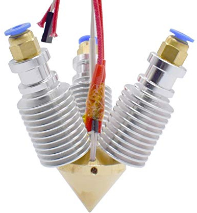 Druckerteile 3 in 1 Out V6 Bowden Remote J-Head Hotend Kit ohne Lüfter Messing Diamant 0,4 mm Düse 1,75 mm 24/12 V Hot End 3D-Druckerteile Ersatzteile (Größe: 12 V mit 3 Kühlkörpern)