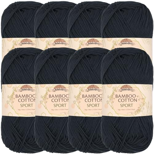 JubileeYarn Bamboo Cotton Sport Yarn - 50g/Skein - Deep Grey - 8 Skeins
