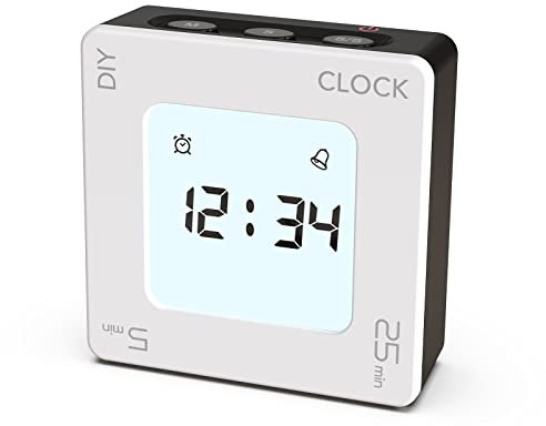 ThreeH Minuteur Cuisine Digital Minuteur Rotatif avec 5, 25 Minutes Préréglées Réveil Simple d'utilisation Outil Gestion du Temps pour la Cuisine et l'étude Noir