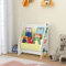 [en.casa] Bibliothèque pour Enfant à 4 Compartiments Étagère de Rangement Livres Cahiers à Motif Dinosaures Panneau de Particules Textile Non Tissé Métal 74 x 62 x 29 cm Blanc Vert Jaune