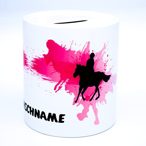 Reiten Spardose mit Namen Pferde Sparbüchse Sparschwein personalisiert Geschenk Reiter Mädchen Kinder Zubehör Accessories Ausrüstung Dekoration Reitsachen Equipment Erwachsene Pferdeliebhaber Deko