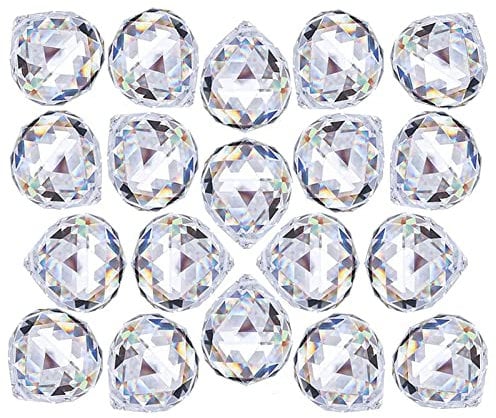 Bztzhm 30 Piezas Colgante Bola de Cristal Feng Shui, Transparente Bola de Cristal Prisma, Bola de Cristal Prisma, Prisma de Bola Octogonal, Colgante Suncatcher Cristal, para Casa, Boda, Navidad