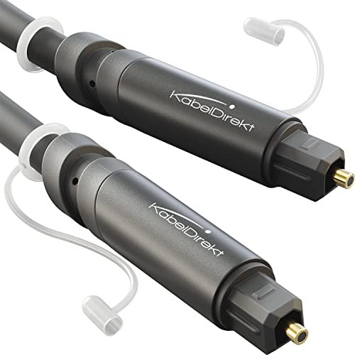 KabelDirekt – TOSLINK-Kabel, optisches Audiokabel – 3 m – Glasfaserkabel für Soundbar mit Schutzkappe (TOSLINK auf TOSLINK, digitales S/PDIF-Kabel, Stereoanlage/Verstärker, Heimkino, Xbox One/PS4)