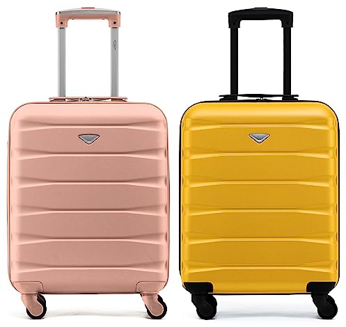 Flight Knight Lot de 2 valises rigides legeres en ABS a 4 Roues Cabine Bagage a Main Approuve pour Plus de 60 compagnies aeriennes -easyJet, Jet2 et Taille maximale pour Ryanair (Priority) 55x40x20cm