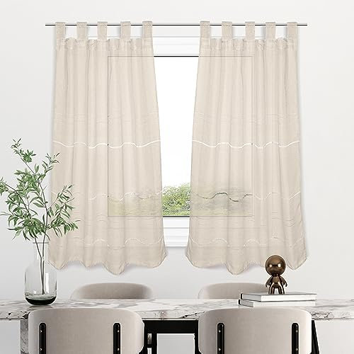 HOMEYA - Cortina Cocina Translúcida 100x140cm - Visillo Transparente Estampado para Ventana, Marco de puerta - 2 Unidades
