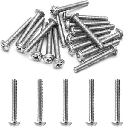 Cjueiom 20 Pack M4 x 35mm Cabinet Screws, 304 Stainless Steel Phillips Head Machine Bolts with Washer for Door Knobs, Drawer Pulls & Cabinet Handles