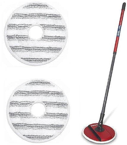 Testa di ricambio per mocio Vileda Spin and Clean, lavabile e riutilizzabile, in microfibra, compatibile con testa per mocio Vileda Spin per la pulizia dei pavimenti (2 cuscinetti rossi)