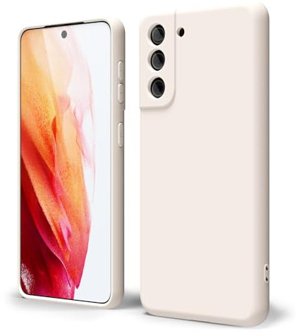 oakxco for Samsung Galaxy S21 Plus Phone Case Liquid Silicone Grip, Cute Thin Slim Soft Rubber TPU Plain Smooth Gel Cover for Women Girl Aesthetic, Matte Solid Protective & Shockproof, Beige Stone