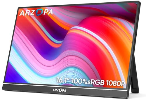 ARZOPA Z1C 16.1 Inch Laptop Screen 100% sRGB FHD 1080P with Kickstand Laptop Screen High Color Gamut Screen IPS Screen for High-End Office and Entertainment