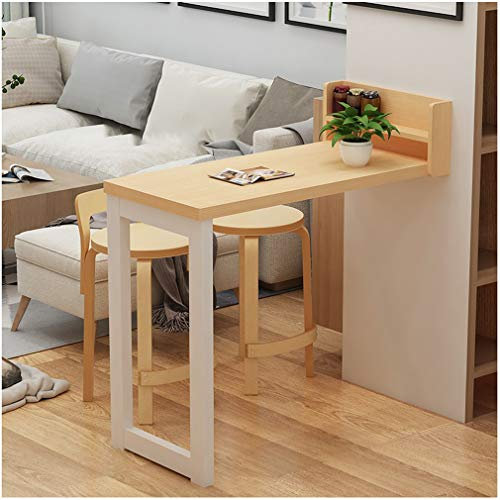 Hölzerner, an der Wand montierter Tisch, Klapptisch, für kleine Wohnungen montierte Stehtische, an der Wand hängender, unsichtbarer Computertisch, Esstisch, mit Aufbewahrungsrahmen (Holz, 11