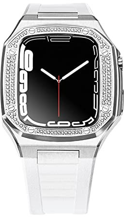 DAVNO DIY für Apple Watch Band 8 7 6 Metall Edelstahl 45 mm 41 mm Uhrenarmband Set für iWatch 44 mm Diamantarmband Modifikationsset (Farbe: SW-Diamonds, Größe: 41 mm), 41 mm, Achat