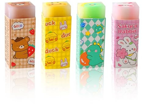BYX 4 Stück niedliche Kinder-Radiergummis, Tierspaß, Tisch, Haustier, Bleistift, Schüler, Schulbedarf, Preis, Geschenk, Mitbringsel