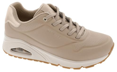 Skechers Damen UNO Shimmer Away Sneaker, Nude Durabuck Rosegold Duraleather Mesh Tri, 40 EU