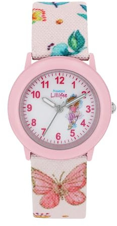 Prinzessin Lillifee Armbanduhr Mädchen Kinder Quarzuhr Analog, mit Textil Armband, 3 bar Wasserdicht, Kommt in Uhren Geschenk Box
