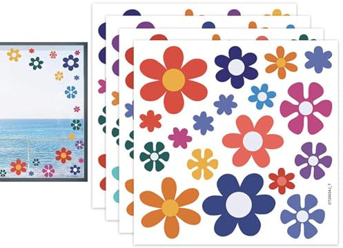 Generic Gänseblümchen-Aufkleber fü Auto, Blumenaufkleber fü Auto,Daisy Sticker Autoaufkleber - Retro-Fensteraufkleber, wasserfest, niedliche Autoaufkleber, Gänseblümchen-Aufkleber, 73 Stück für