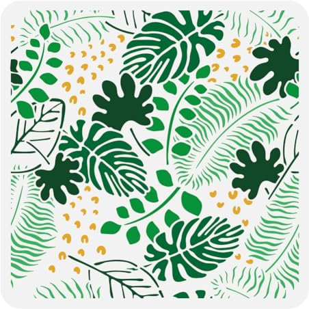 FINGERINSPIRE Schablone Mit Tropischen Blättern Zum Malen 30x30 cm Große Ausgehöhlte Blätter Zeichenvorlage Kunststoff PET Monstera Palmenblätter Schablone Zum Malen Dekorative Pflanzenthema Vorlage