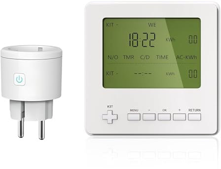 Funk Zeitschaltuhr Digital, ASOFTY Zeitschaltuhr Steckdose mit LCD-Display, Täglich/Wöchentlich Programmierbar Timer Steckdose für Haushaltsgeräte, Countdown, Strommessung