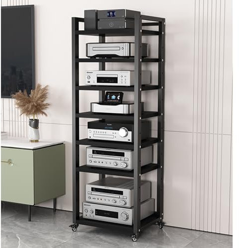 Audio Rack Hifi Regal Stereo-Regalschrank 161cm Hoch, 5 6 7 8 Ständer Für Plattenspieler Für Plattenspieler Und Medienempfänger Lagerung, Verstellbares Regal Audio Tower Regal ( Color : 7 tier , Size
