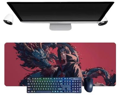 Japanese Anime Uchiha Itachi Tapis de Souris XL Multifonction Gaming Tapis de Souris 3mm Bureau Anti-Glissant Surface Texturée pour Ordinateur pour Ordinateur Gamer-Bureau-Maison et Portables