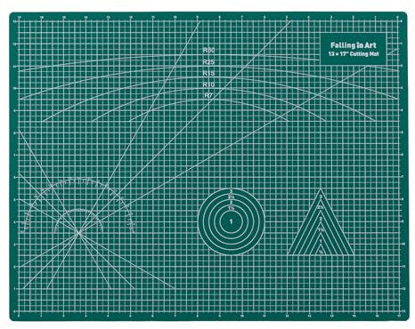 COOZEE Schneidematte A3, 33x43 cm 5-lagige Selbstheilend Schneidematte, Bastelunterlage Schnittfest, Bastelmatte, Schreibtischunterlage und Schneidematte zum Nähen, Grün