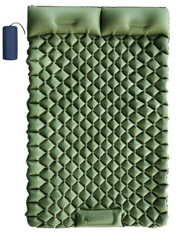 Materassino per letto matrimoniale, materasso con cuscino, materasso gonfiabile a doppio piede per esterni, con pompa a pedale integrata, materasso leggero per escursioni, viaggi,