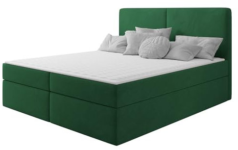 Mirjan24 Boxspringbett Claire, Amerikanisches Continentalbett mit 2 Bettkästen, Doppelbett mit Lattenrost und Matratze, Polsterbett, Bett mit Kopfteil, Bettgestell (Manila 35, 140 x 200 cm)
