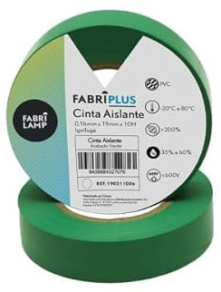 Brightium Nastro isolante in PVC verde 19 mm x 10 m, flessibile e resistente, ideale per lavori elettrici e protezione dei cavi.