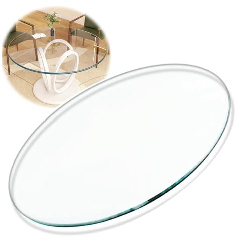 IMUNKT Sicherheitsglas Klarglas, Runde Glasplatte Tischplatte, Gehärtetem Glas, 28cm 50cm 60cm 80cm 98cm, Tisch Glasscheibe Ersatzteil, Glass-Tischplatte, Polierte Kante(980mm/39in)