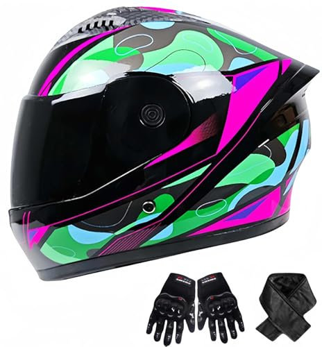 Motorradhelm, integrierter Klapphelm mit ECE-Zertifizierung, hochklappbarer Integralhelm, Motorrad-Schutzhelm mit Visier, integrierter Helm, Herren- und Damenhelm A,55-61CM
