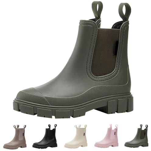Botas de lluvia para mujer, botas de goma para mujer, impermeables, botines de PVC ligeras, botas de lluvia para mujer, acolchadas, zapatos de agua de lluvia, botines de lluvia para exteriores,