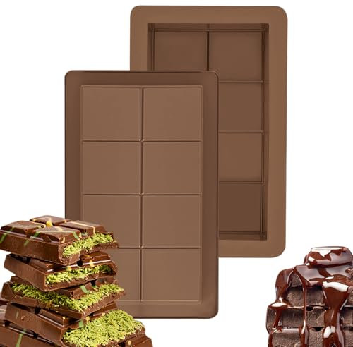Dubaï Lot de 2 moules à chocolat en silicone profond et spatule pour chocolat, praline, bonbons