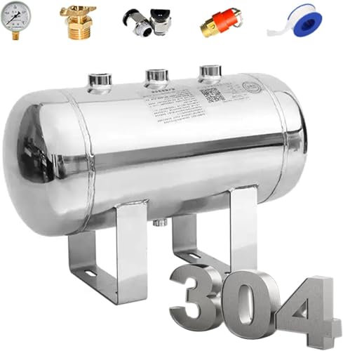 SAFWELAU Tanque de Agua presurizada Depósito de Reserva del compresor de Aire, Suspensión de Aire/Tren/Cuerno Tanque Horizontal de Almacenamiento de Gas Industrial(50L/13.2Gal)