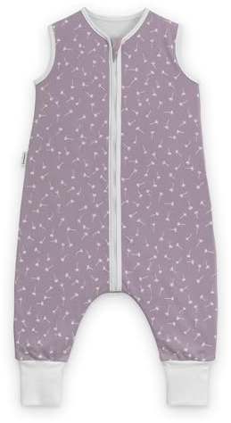 Ehrenkind® Baby Sommerschlafsack mit Füßen 1.0 TOG aus weicher OEKO-TEX zertifizierter Bio-Baumwolle | Sommer Schlafsack | Baby Schlafsack Gr. 100 Flieder Pusteblume | 1 Tog