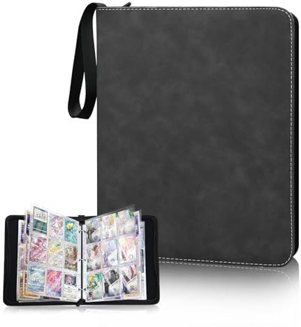 KOMABLEN 900 Porchettes Classeur Cartes, 50 Pages Portfolio Carte avec Fermeture Éclair, PU Étanche Albums pour Cartes à Collectionner, Card Saver pour Jeux de Cartes, TCG, Sports