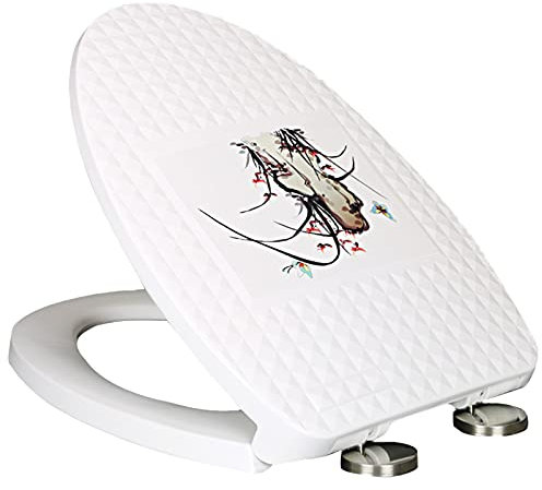 Toilettensitz mit Schnellverschluss, weiß, sanftes, langsames Schließen für einfache Reinigung, robuster Toilettendeckel für Badezimmer und Familie, Kunststoff, oval (Farbe: Orchidee, Größe:
