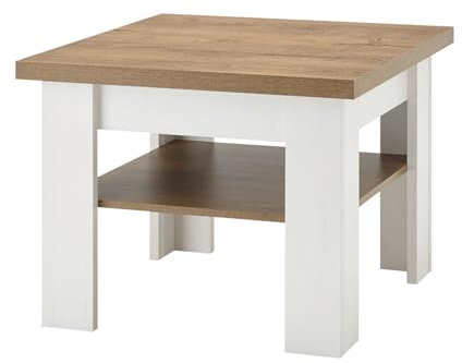 Furn.Design Couchtisch in weiß Pinie und Eiche hell, Landhaus Beistelltisch 70 x 70 cm, Seyne