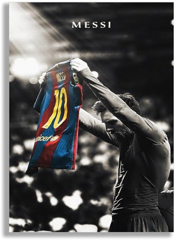 JUSTGOODMOOD® Poster Fußball Lionel Messi Nummer 10 bei Fc Barcelona als Deko Print ohne Rahmen (30x40cm)