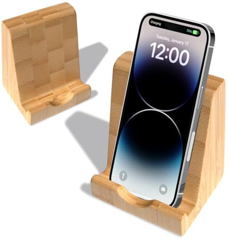 OSCO Bamboo Smart Phone Holder | Mobile Stand | Cell Phone Dock | Device Cradle | H10 x W8.0 x D7.0cm |