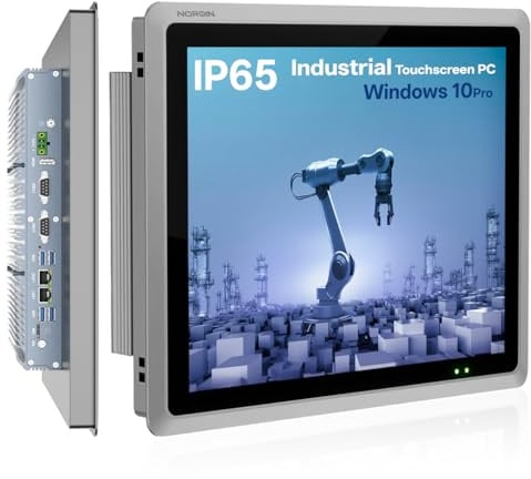 NORQIN 15-Zoll Lüftungsloser Industrie Panel-PC,IP65 All-in-One Computer | 10-Punkt Kapazitives Industrie-Touch-Panel,Windows 10 Pro,HDMI/COM/USB,für Automatisierung,Kiosk(I5-7200U,16G RAM 128G SSD)