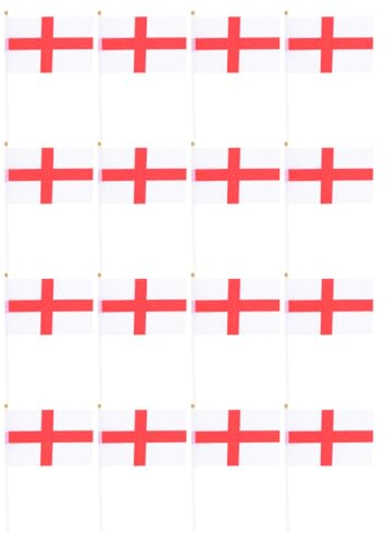 GLEAVI Lot de 20 Petits Drapeaux Anglais à Main Portatifs en Tissu Résistant, Décorations Patriotiques pour Jardin, Terrasse et Événements Sportifs comme Matchs de Football et Fêtes
