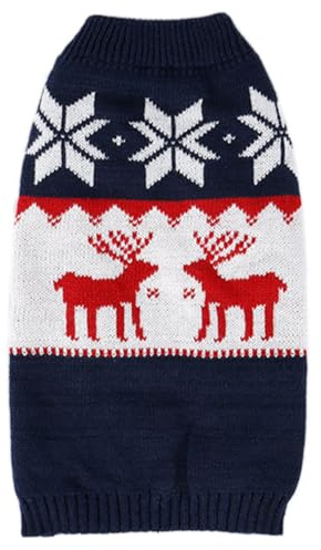 BAZEITFLOW Weihnachts Hundepullover Rentier Muster Acrylfaser Warm Wintermantel für Kleine Hunde und Katzen