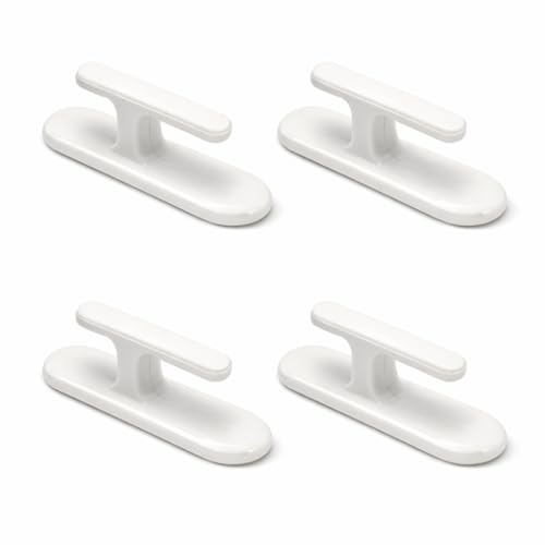 Elenviorina 4PCS Blind Cord Safety Device - Self Adhesive Curtain Hooks - Plastic Tieback Cleats for Cord Wrap Window Wall Home Office (White)